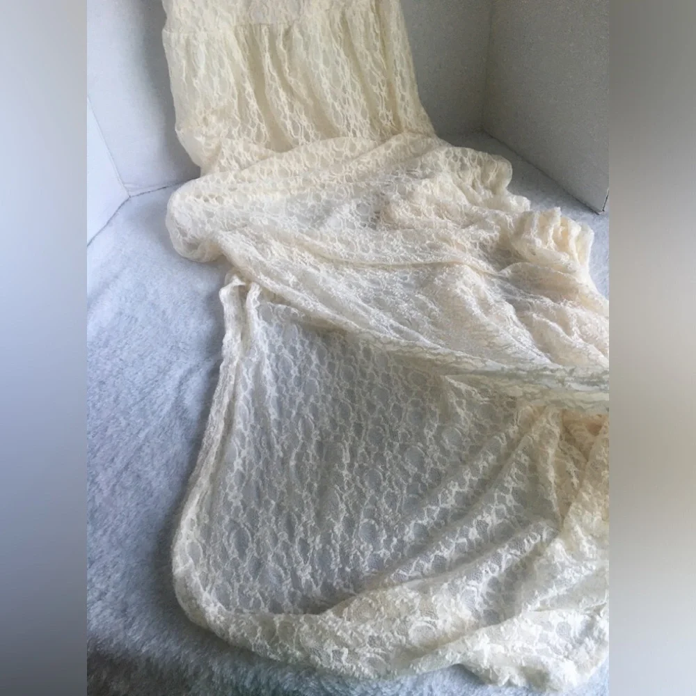 Abercrombie & Fitch Lace Maxi Dress - Off White/cream Spaghetti Straps - X-Small
